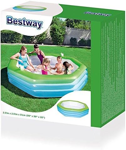 BESTWAY 54119 - Piscine gonflable octogonale familiale de luxe pour enfants 250 x 250 x 51 cm