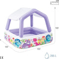 Piscine gonflable pour enfants Intex, 157 x 157 x 122 cm, 295 litres, avec toit amovible, design aquatique, bouchon de vidange, usage extérieur, vinyle résistant, kit de réparation inclus, garantie +2 ans (57470)