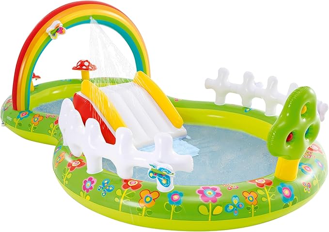 INTEX 57154 – Piscine gonflable pour enfants avec diffuseur d'eau et toboggan de jardin, aire de jeux pour enfants