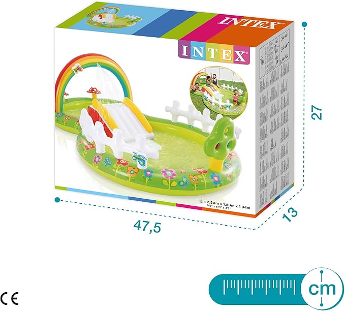 INTEX 57154 – Piscine gonflable pour enfants avec diffuseur d'eau et toboggan de jardin, aire de jeux pour enfants