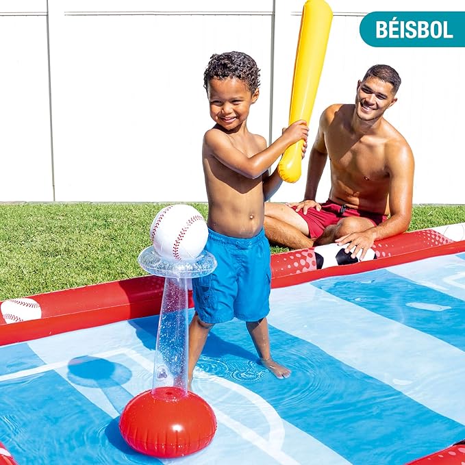 Centre de jeux aquatiques gonflable Intex 57147NP, pour enfants, dimensions : 325 x 267 x 102 cm, capacité : 470 litres, volley-ball, football, basket-ball, baseball, à partir de 3 ans.