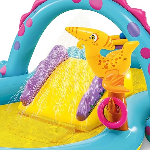 Centre de jeux aquatiques Intex 57135NP Dinosaure, pataugeoire avec arche d'arrosage mobile. Idéal pour s'amuser en plein air cet été ! - Multicolore