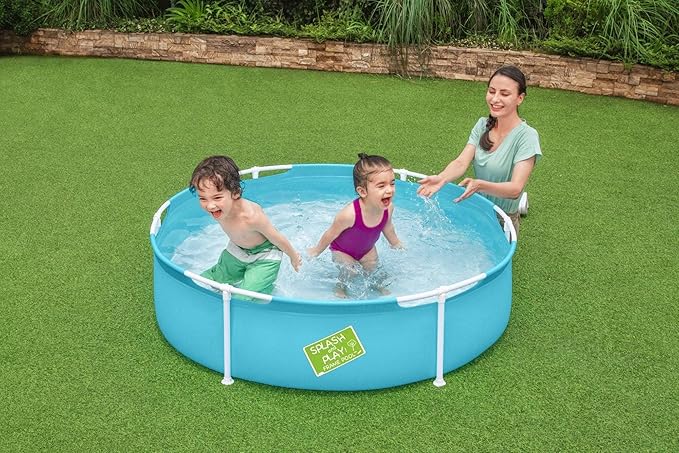 BESTWAY 56283 – Piscine tubulaire amovible pour enfants « Ma Première Piscine » 152 x 38 cm 580 litres avec vanne de vidange, structure anticorrosion et kit de réparation.