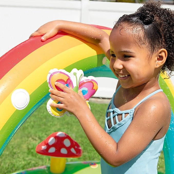 INTEX 57154 – Piscine gonflable pour enfants avec diffuseur d'eau et toboggan de jardin, aire de jeux pour enfants