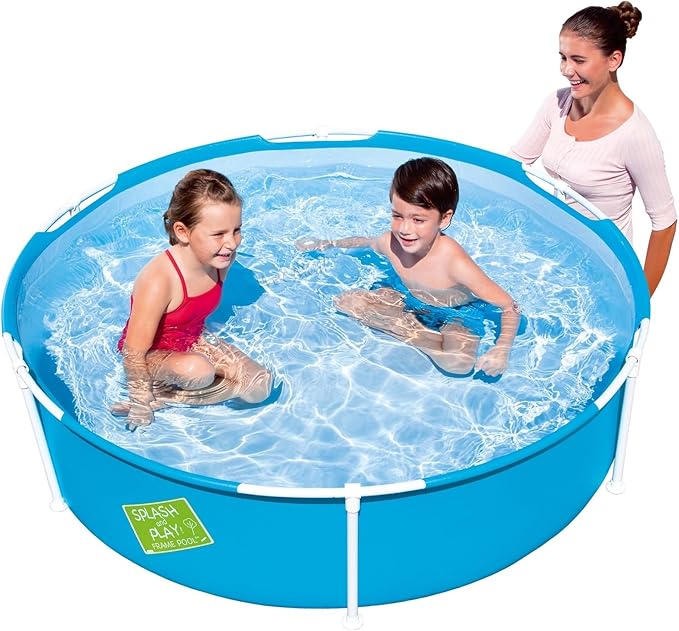 BESTWAY 56283 – Piscine tubulaire amovible pour enfants « Ma Première Piscine » 152 x 38 cm 580 litres avec vanne de vidange, structure anticorrosion et kit de réparation.