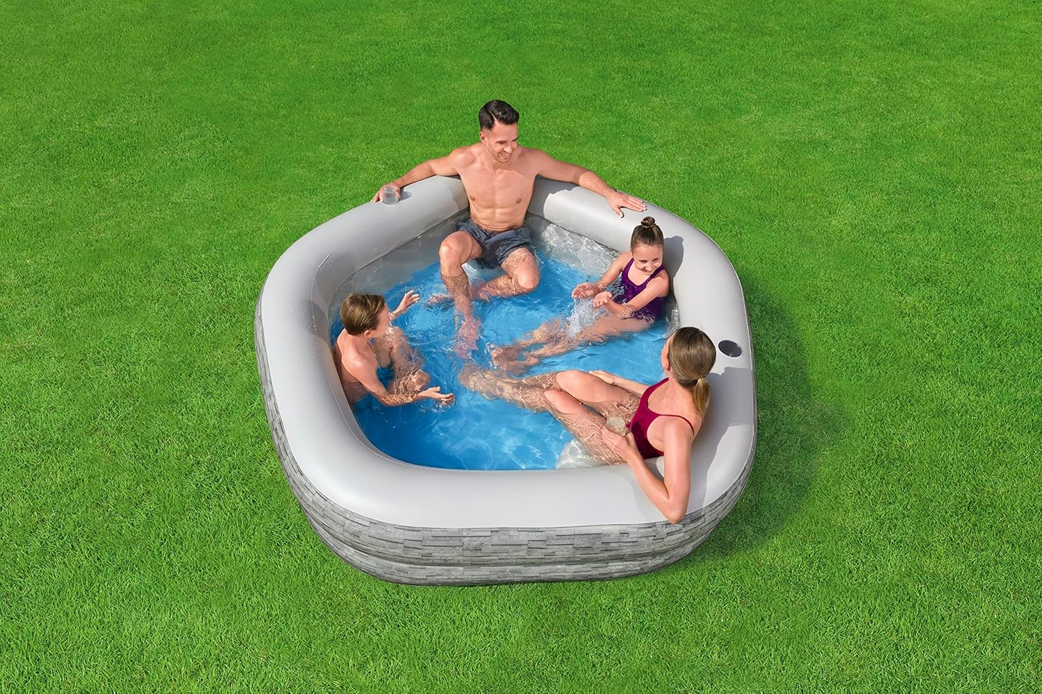 Piscine familiale TruPrint Stone 2,13 m x 2,06 m x 53 cm