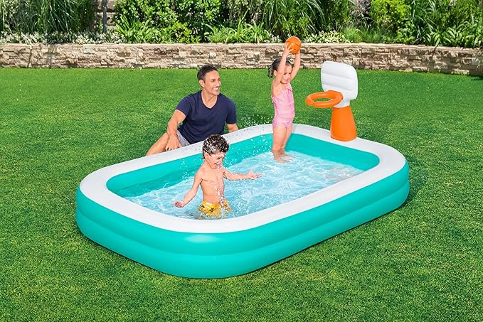 Piscine gonflable familiale rectangulaire avec panier de basket intégré 251 x 168 cm