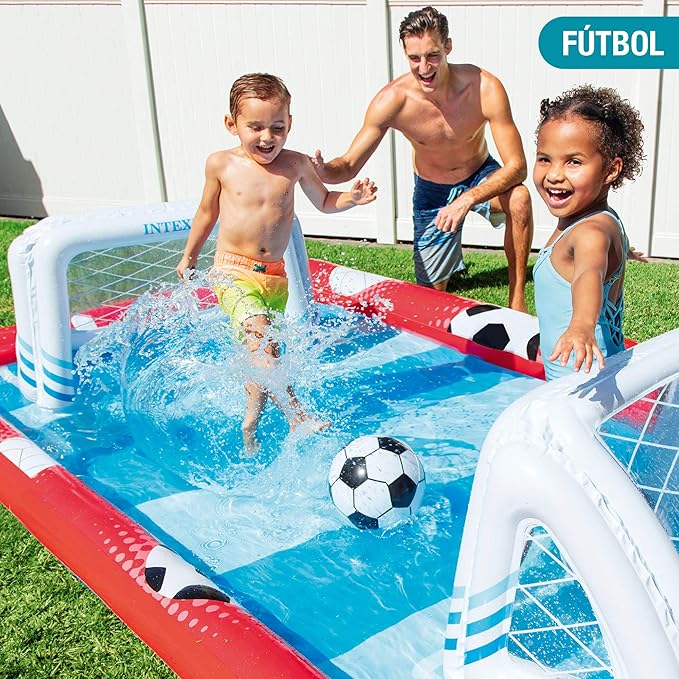 Centre de jeux aquatiques gonflable Intex 57147NP, pour enfants, dimensions : 325 x 267 x 102 cm, capacité : 470 litres, volley-ball, football, basket-ball, baseball, à partir de 3 ans.