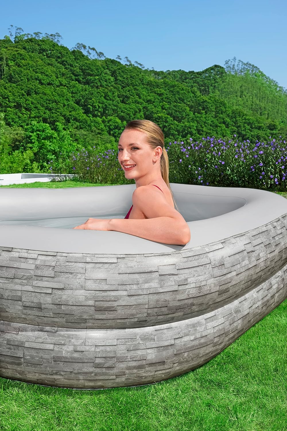 Piscine familiale TruPrint Stone 2,13 m x 2,06 m x 53 cm