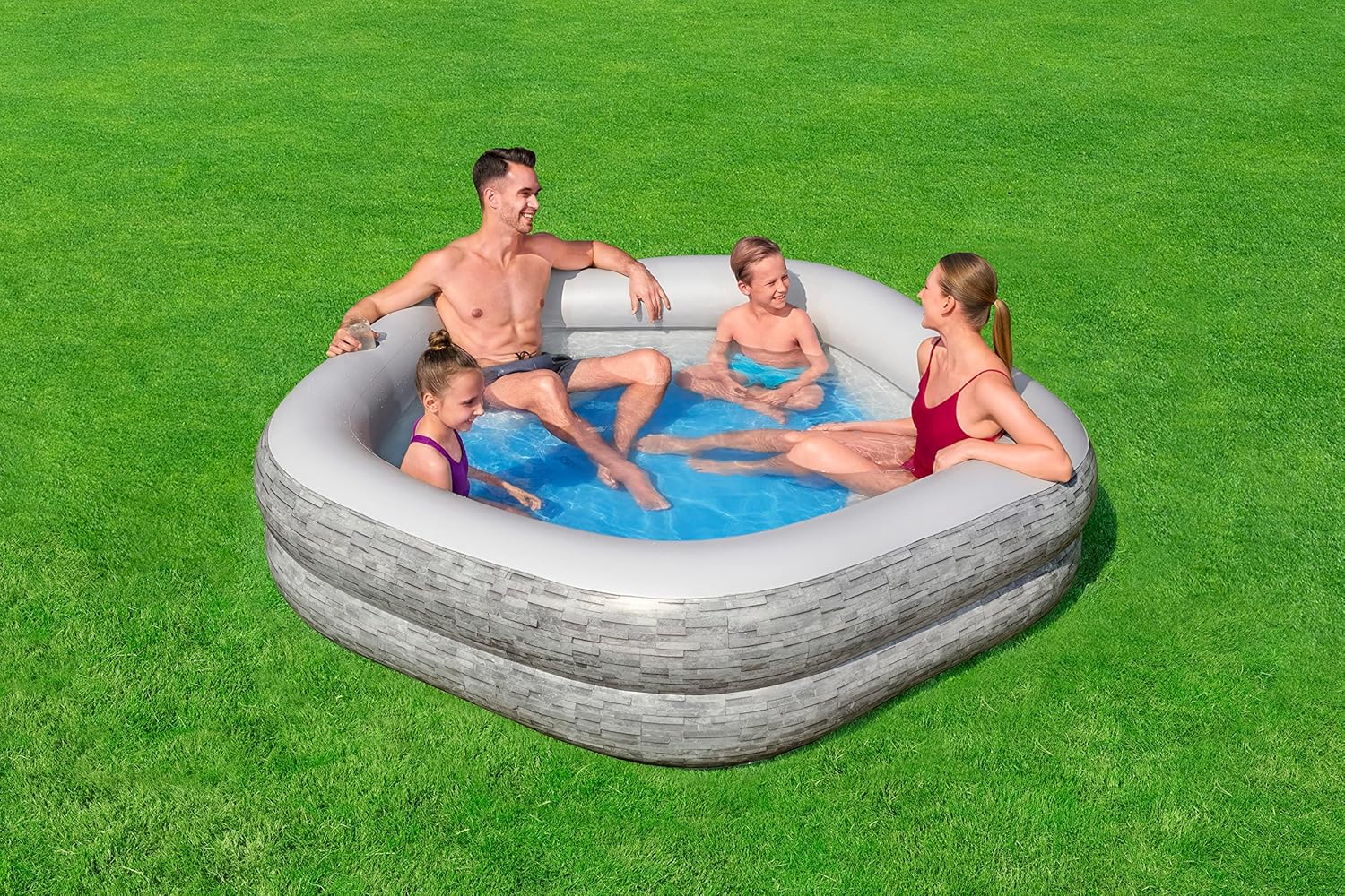 Piscine familiale TruPrint Stone 2,13 m x 2,06 m x 53 cm