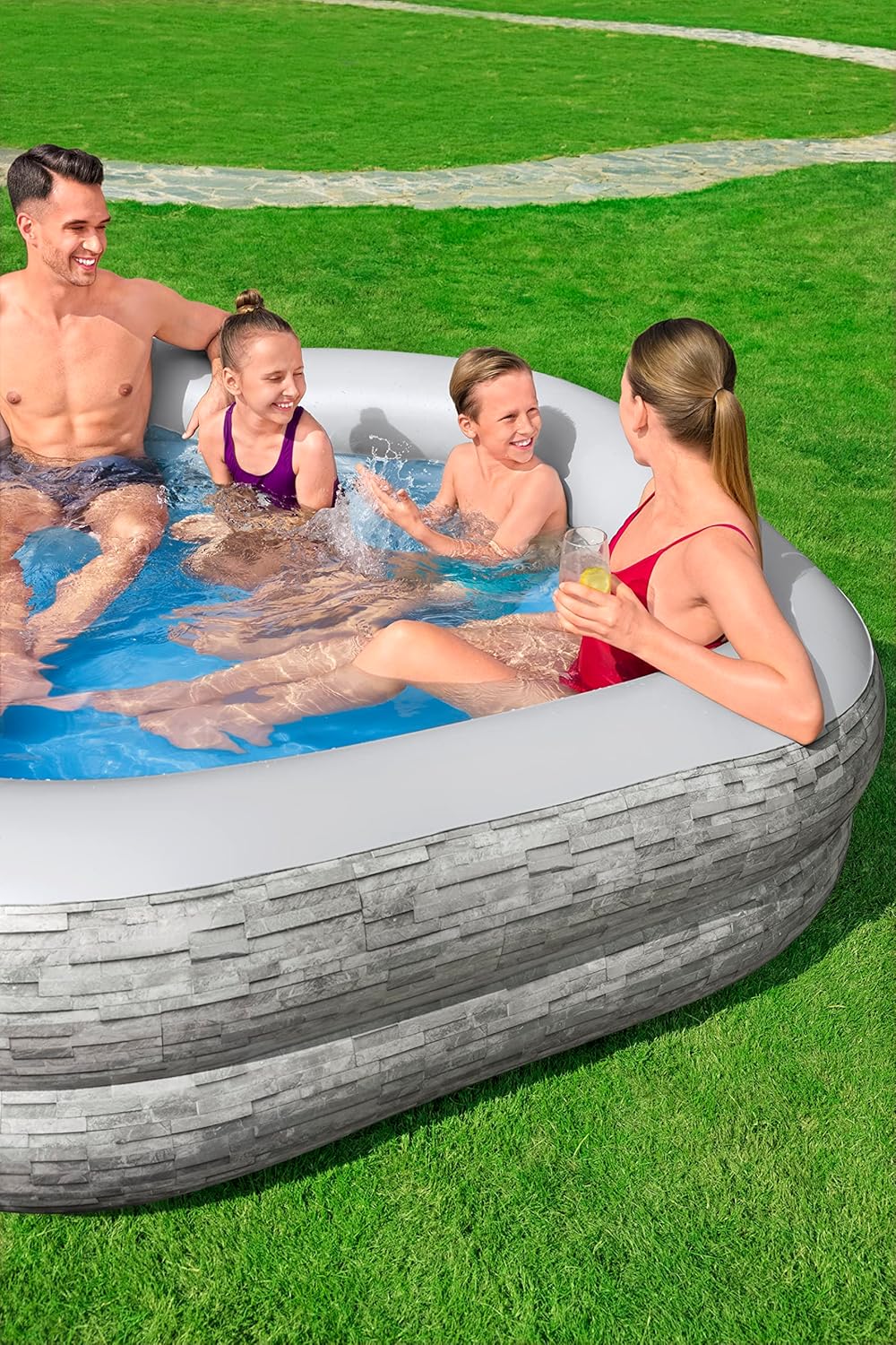 Piscine familiale TruPrint Stone 2,13 m x 2,06 m x 53 cm