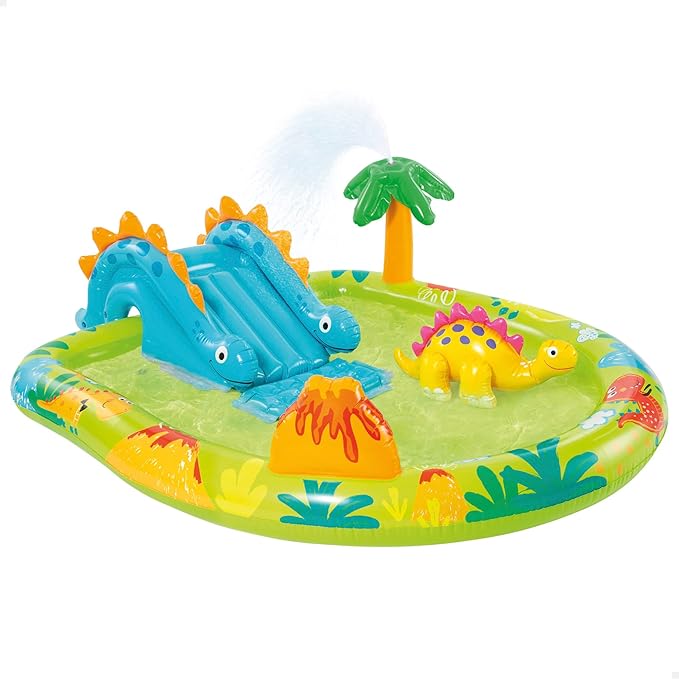 Piscine gonflable pour enfants INTEX 57166 avec diffuseur d'eau et toboggan dinosaure, centre de jeux pour enfants