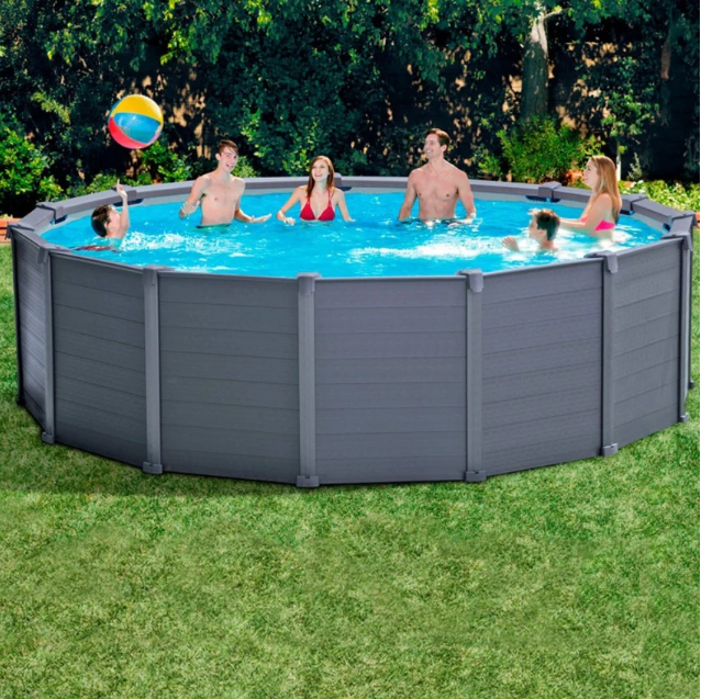 Piscine hors-sol ronde avec pompe à sable, échelle et bâche