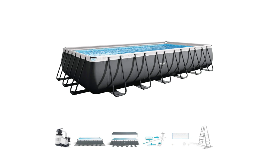 Piscine hors-sol rectangulaire avec électrolyseur au sel 7 g/h