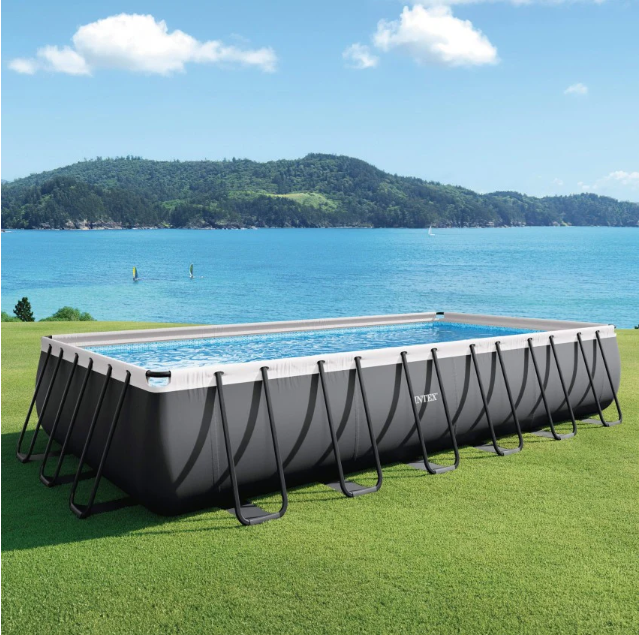 Piscine hors-sol rectangulaire avec électrolyseur au sel 7 g/h